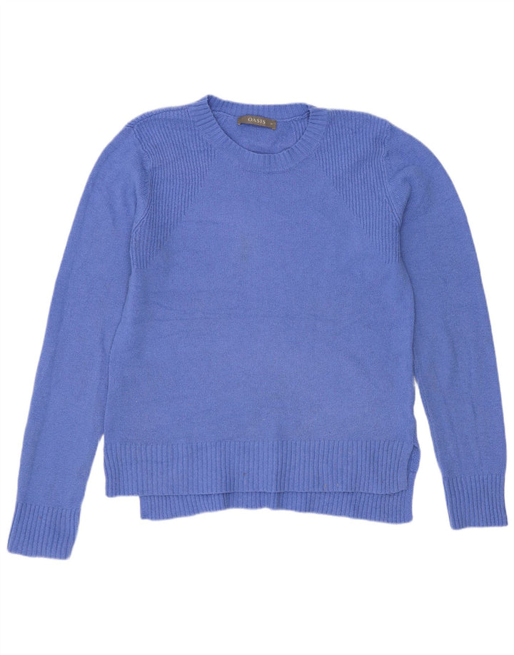 Oasis Womens Crew Neck Jumper Sweater UK 14 Medium Blue Polyester