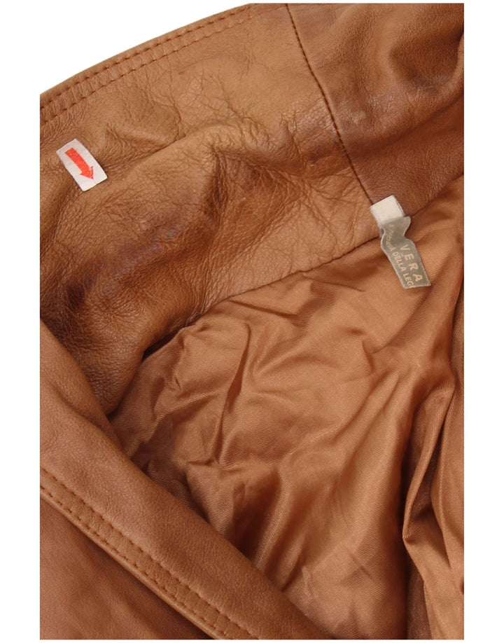 VINTAGE Mens Military Leather Jacket UK 44 2XL Brown Leather