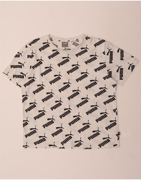 Puma Mens Graphic T-Shirt Top Medium White Cotton