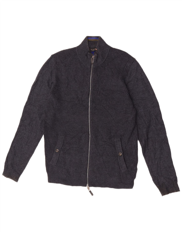 Ted Baker Mens Cardigan Sweater Size 3 Medium Navy Blue Polyester