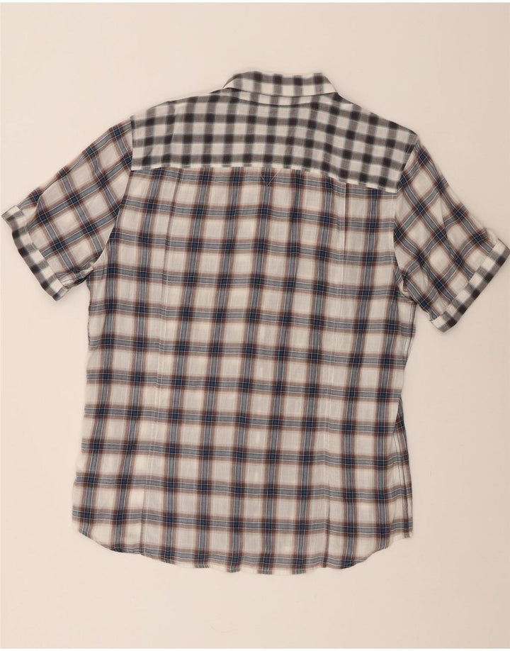 Guess Mens Short Sleeve Shirt XL Grey Check Cotton