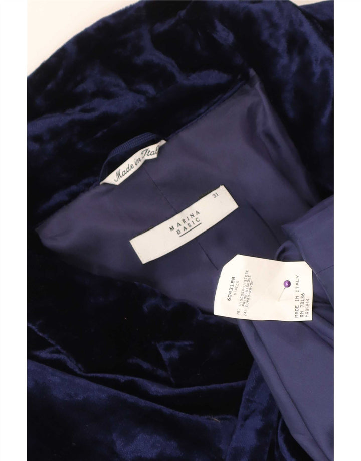 Marina Rinaldi Womens Basic 2 Button Velvet Blazer Jacket Size 31 XL Blue