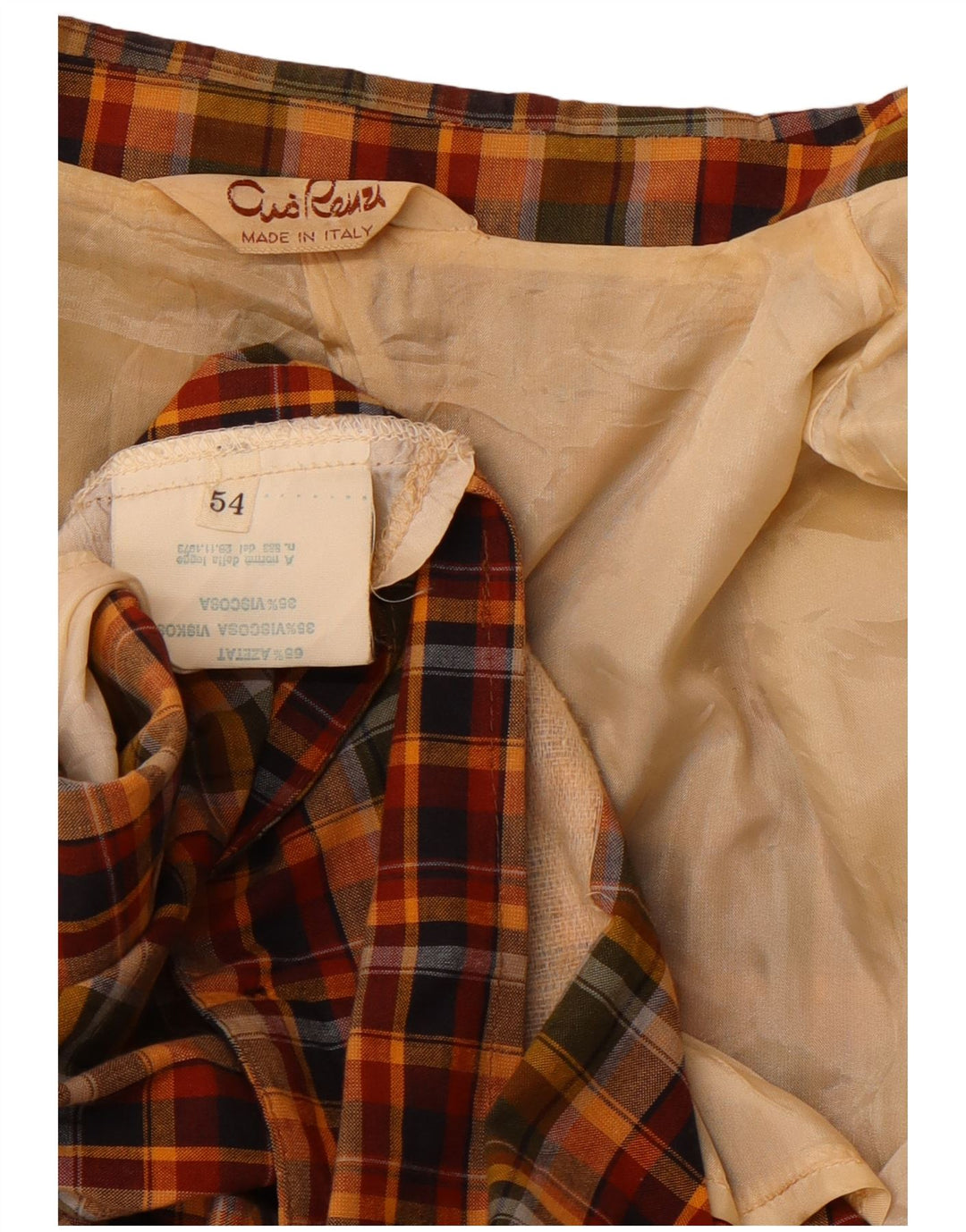 VINTAGE Mens 2 Button Blazer Jacket IT 54 2XL Multicoloured Check Cotton