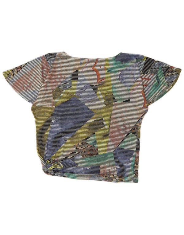 Desigual Womens Crop Blouse Top UK 14 Medium Multicoloured Pinstripe