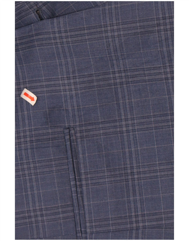 Ben Sherman Mens 2 Button Blazer Jacket UK 44 2XL Blue Check Wool