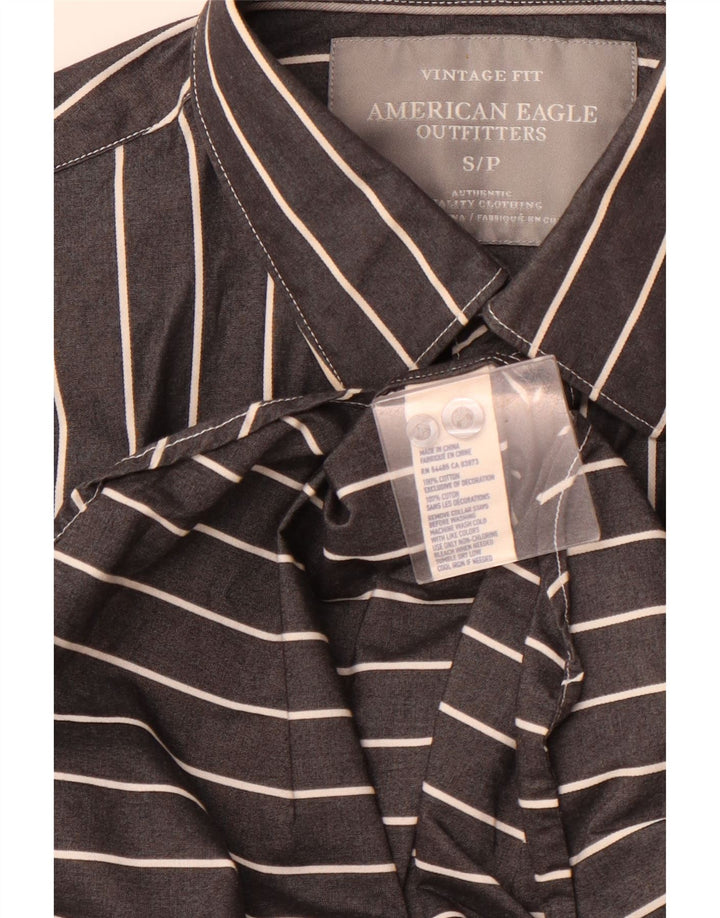 AMERICAN EAGLE OUTFITTERS Mens Vintage Fit Shirt Small Grey Striped Cotton