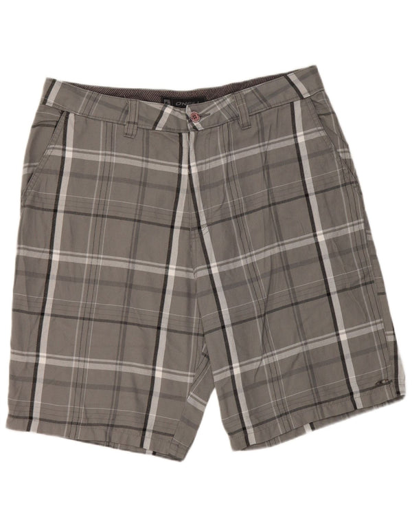 O'Neill Mens Chino Shorts W36 Large Grey Plaid Polyester