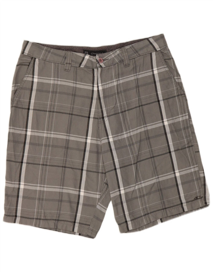 O'Neill Mens Chino Shorts W36 Large Grey Plaid Polyester