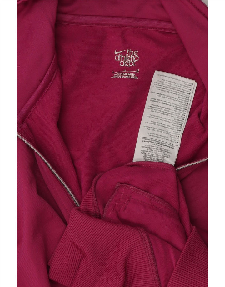 NIKE Womens Tracksuit Top Jacket UK 16 Large Pink Colourblock Polyester
