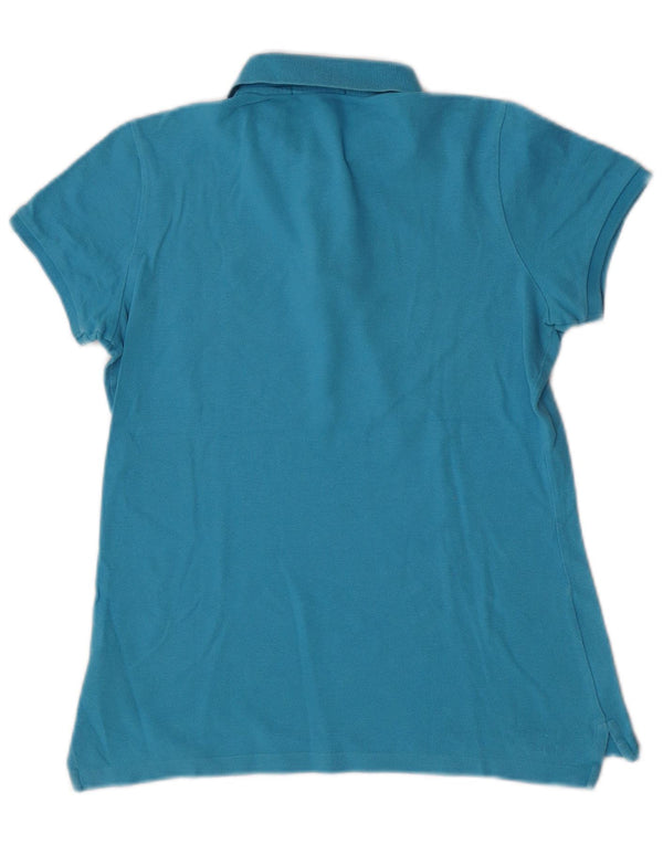 Ralph Lauren Womens Skinny Polo Shirt UK 12 Medium Blue Cotton