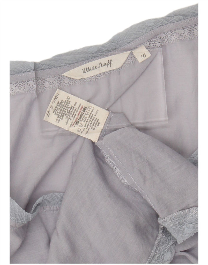 WHITE STUFF Womens Blouse Top UK 16 Large Blue Cotton