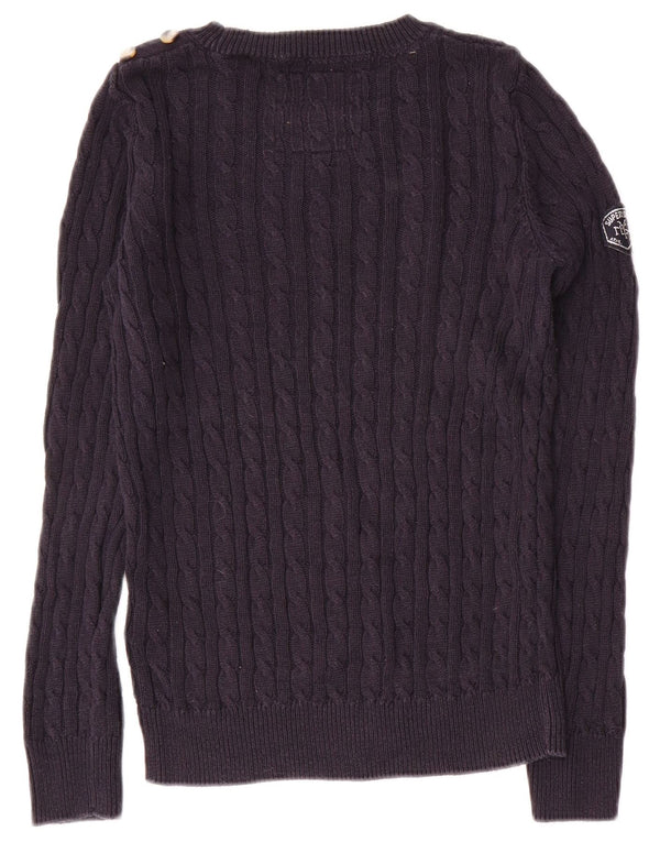 SUPERDRY Womens Crew Neck Jumper Sweater UK 8 Small  Navy Blue Cotton