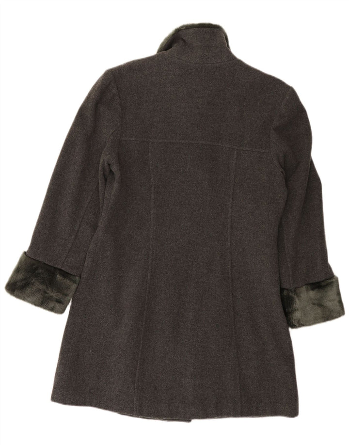 Vintage Womens Double Breasted Coat EU 42 Large Grey Wool