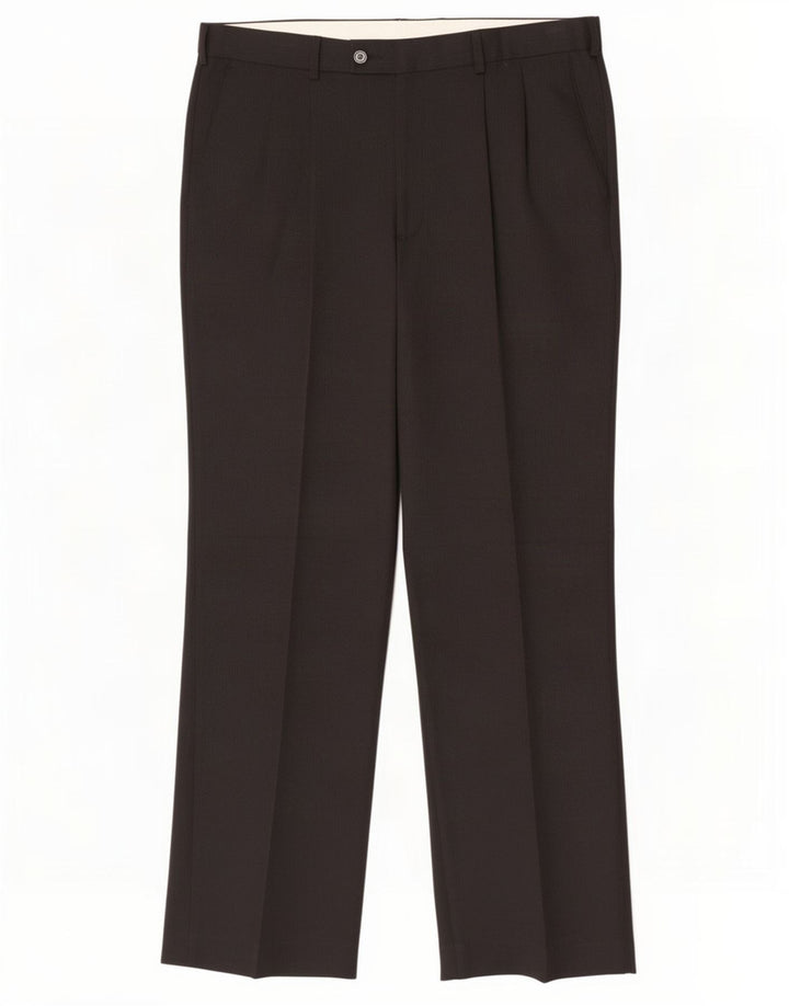 Farah Mens Pegged Suit Trousers W36 L30 Black Polyester