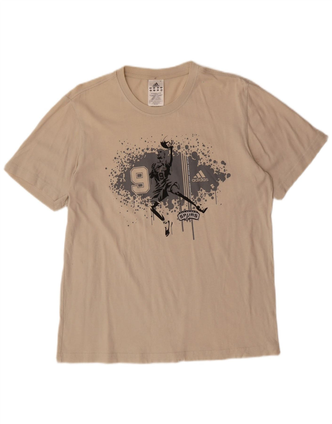 ADIDAS Mens Graphic T-Shirt Top Medium Beige Cotton