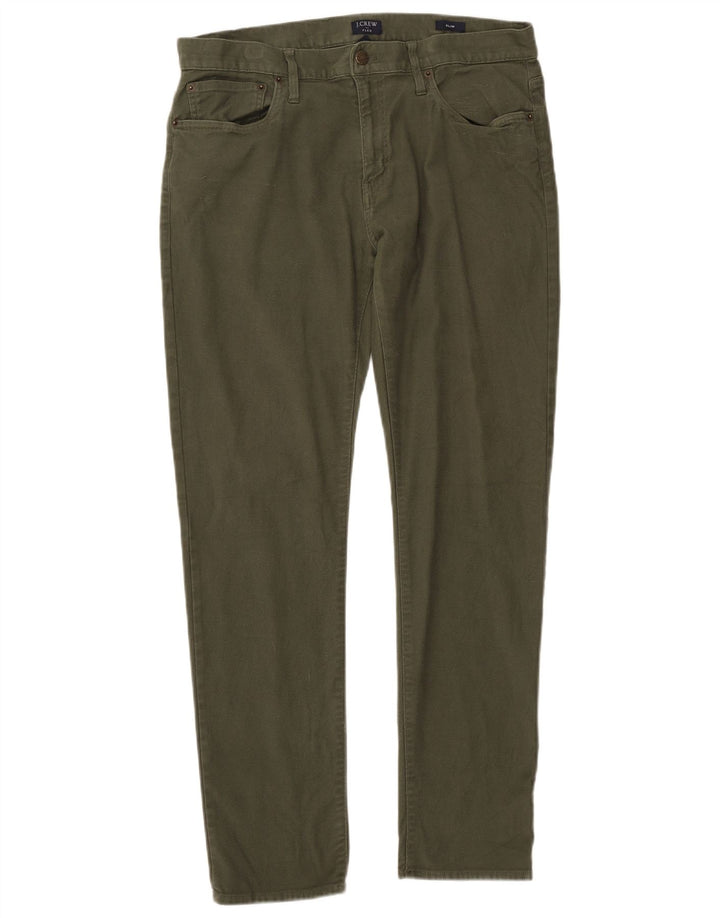 J. Crew Mens Flex Slim Fit Casual Trousers W33 L32 Khaki Cotton