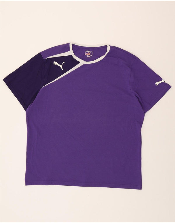 PUMA Mens Graphic T-Shirt Top XL Purple Colourblock Polyester