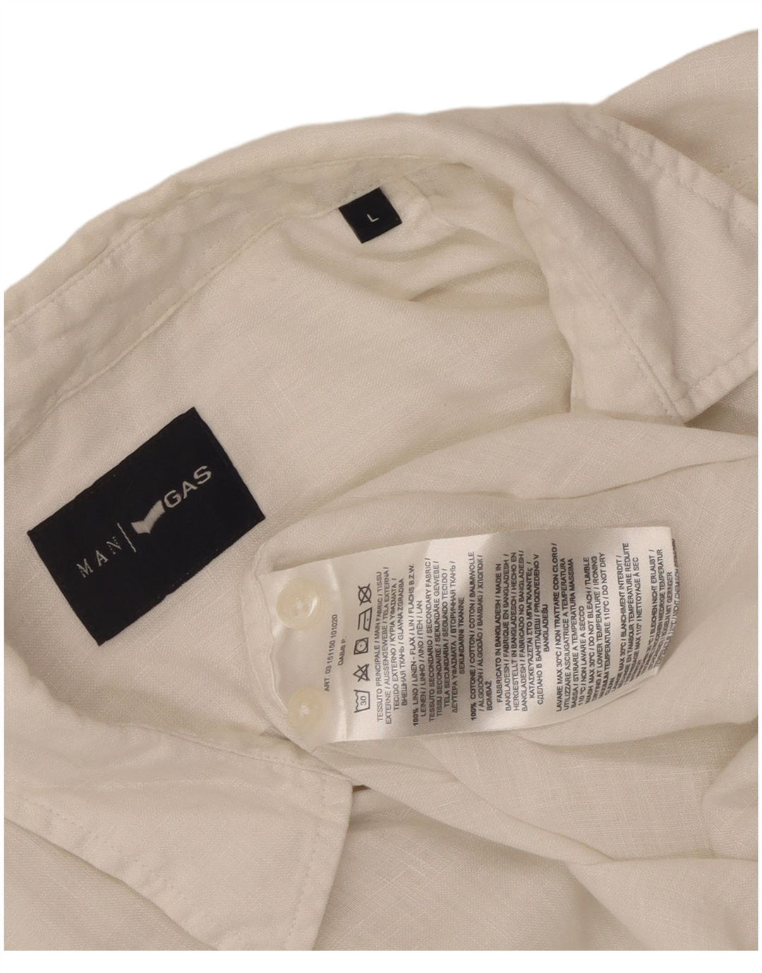Gas Mens Shirt Large White Linen