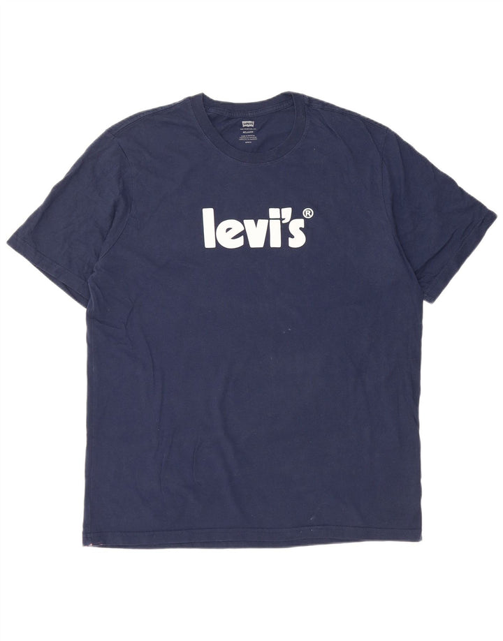 Levi's Mens Relaxed Graphic T-Shirt Top Medium Navy Blue Cotton