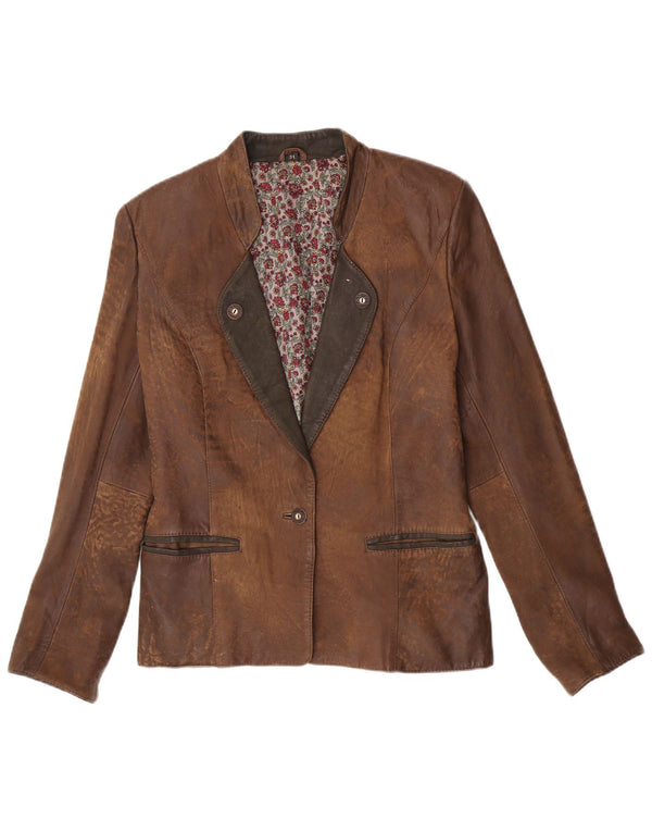 Vintage Womens 1 Button Blazer Jacket EU 38 Medium Brown Colourblock
