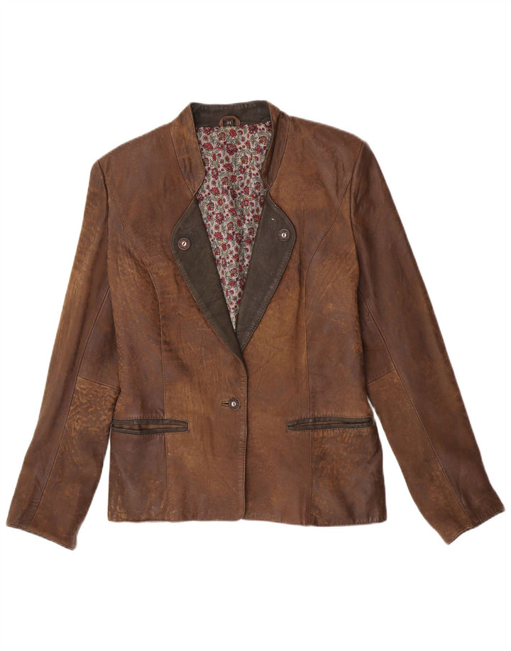 Vintage Womens 1 Button Blazer Jacket EU 38 Medium Brown Colourblock