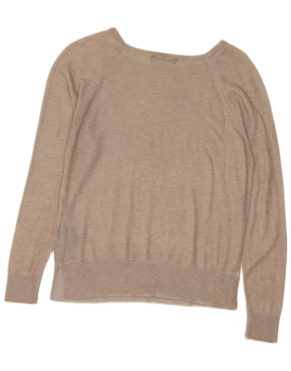 Zara Womens Boat Neck Jumper Sweater UK 10 Small Beige Viscose