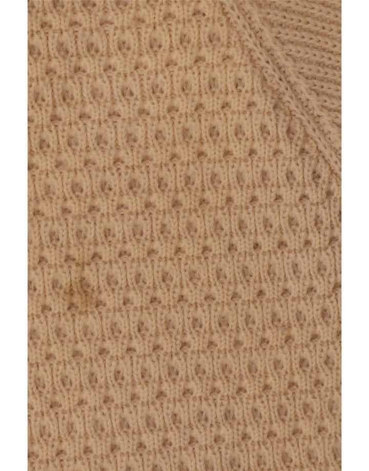 Vintage Mens Boat Neck Jumper Sweater Large Beige Wool