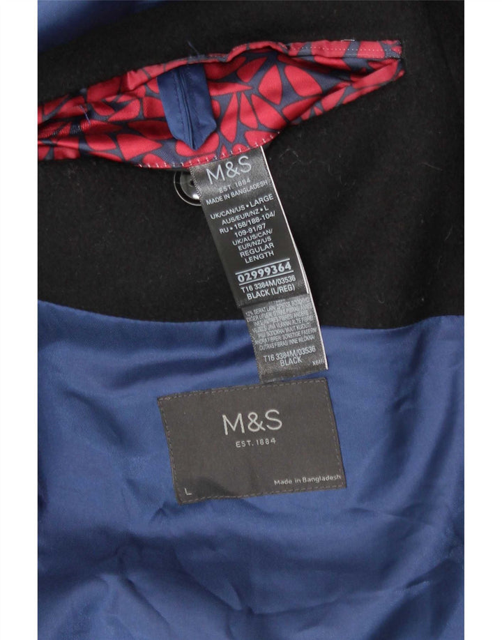 Marks & Spencer Mens Regular Fit Overcoat UK 40 Large Black Classic
