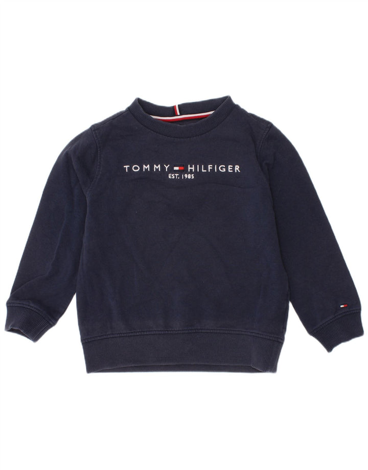 Tommy Hilfiger Boys Graphic Sweatshirt Jumper 3-4 Years Navy Blue Cotton