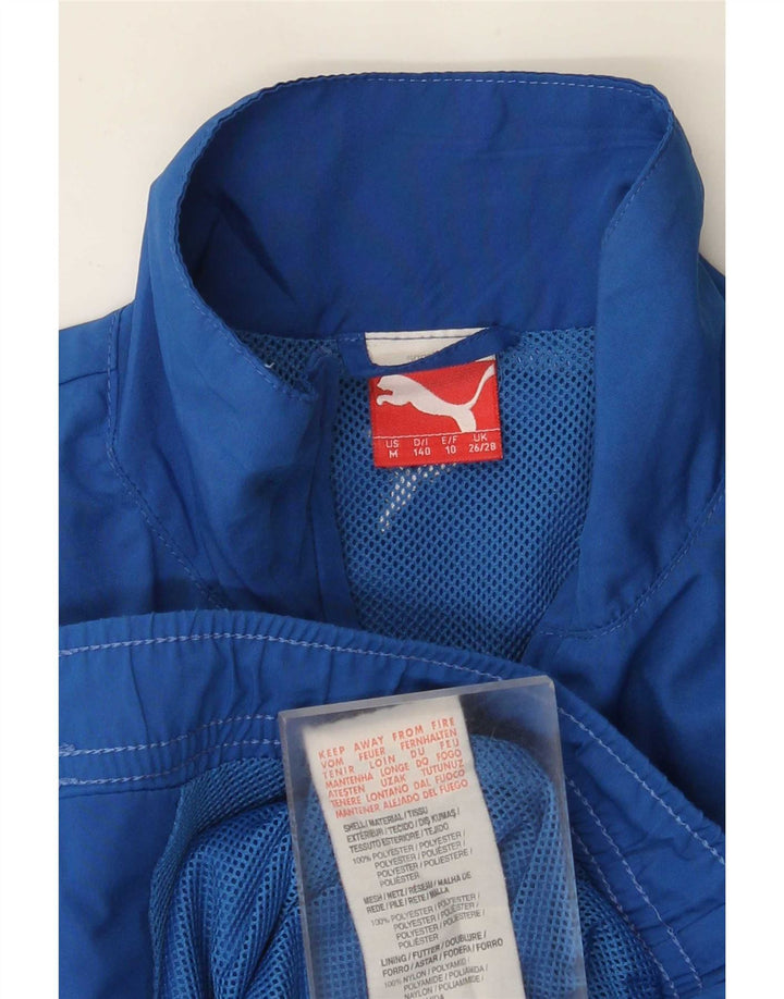Puma Boys Graphic Tracksuit Top Jacket 9-10 Years Blue Polyester