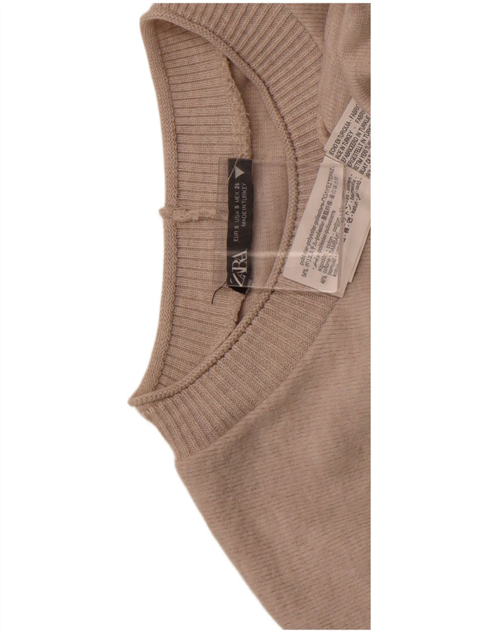 ZARA Womens Jumper Dress UK 10 Small Beige Polyester