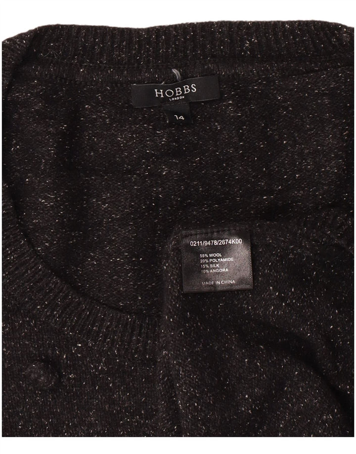 Hobbs Womens Boat Neck Jumper Sweater UK 14 Medium Black Wool Classic