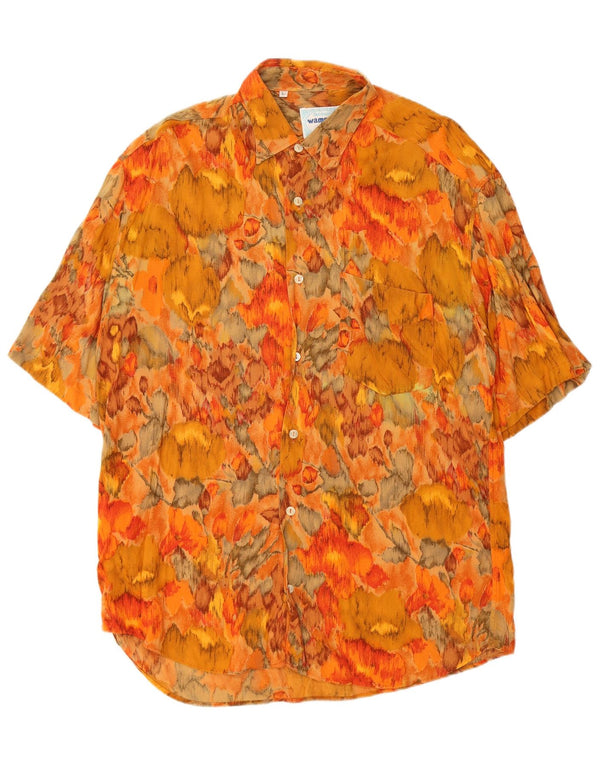 Wampum Mens Short Sleeve Shirt Large Orange Floral