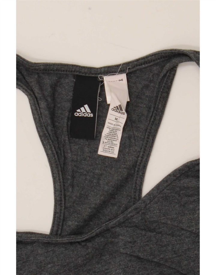 Adidas Womens Graphic Vest Top UK 12 Medium Grey Cotton