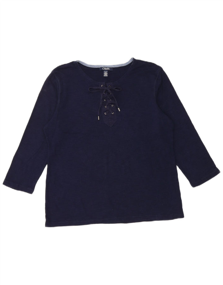 CHAPS Womens Top 3/4 Sleeve UK 18 XL Navy Blue Cotton