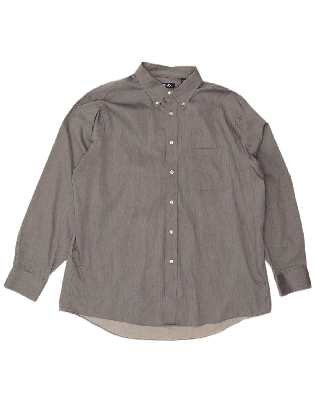CHAPS Mens Regular Fit Shirt Size 17 1/2 XL Grey Herringbone Cotton