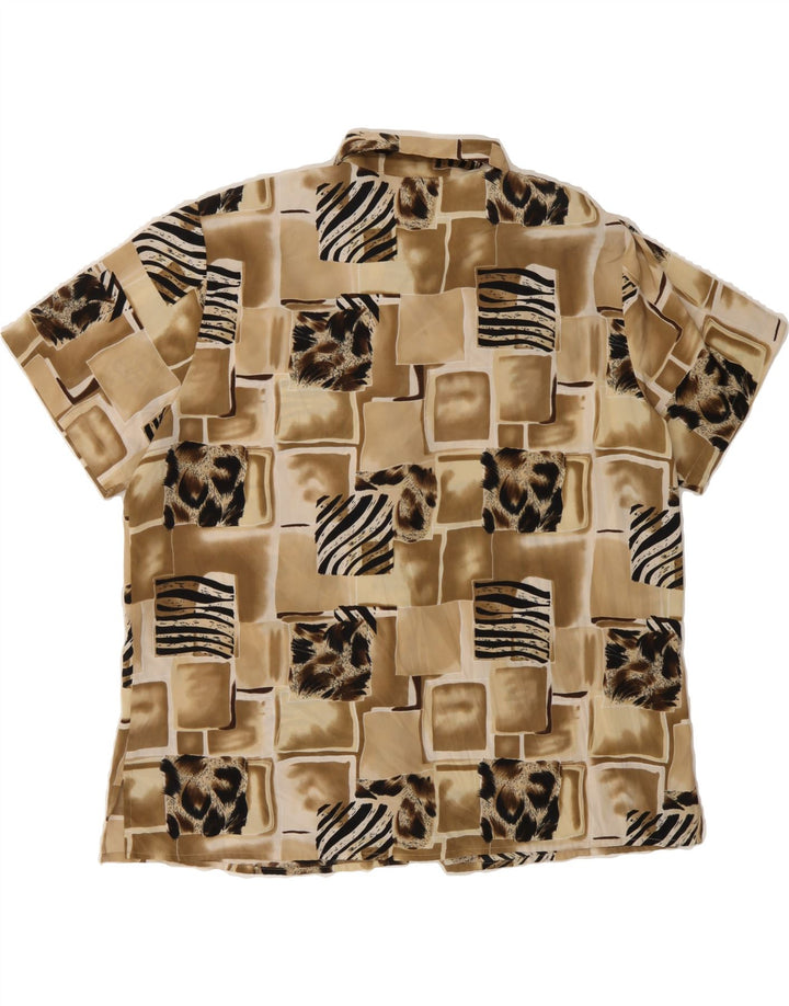 NOTATIONS Womens Short Sleeve Shirt UK 18 XL Brown Patchwork Polyester Vintage Notations and Second-Hand Notations from Messina Hembry 