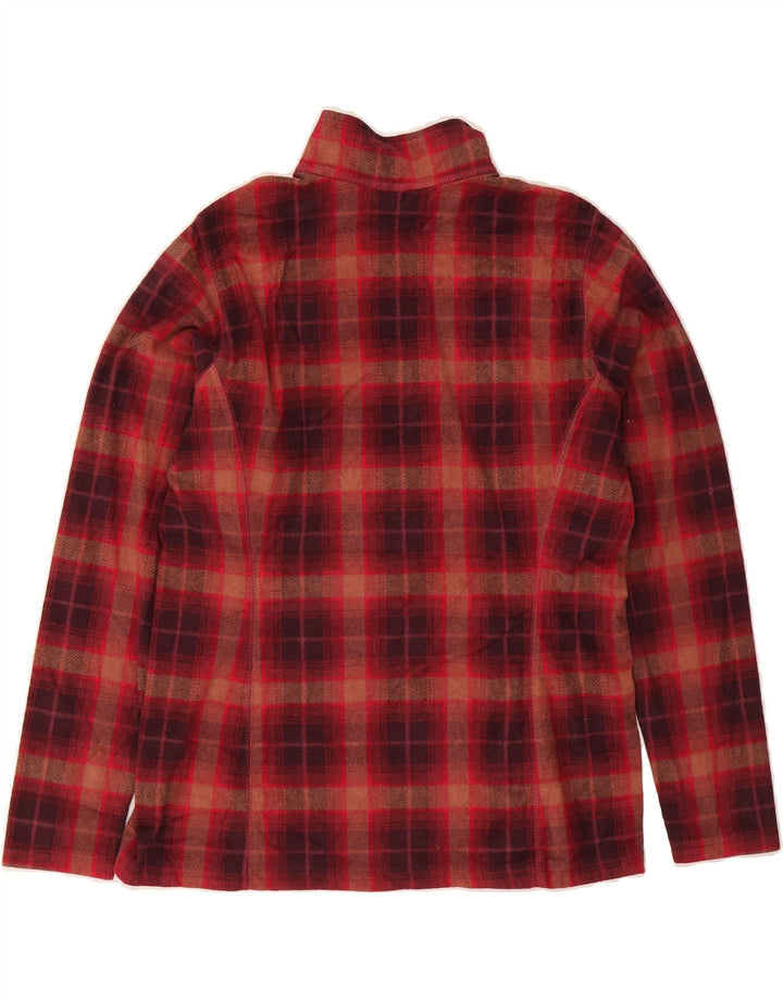 EDDIE BAUER Womens Zip Neck Fleece Jumper UK 16 Large Red Check Polyester Vintage Eddie Bauer and Second-Hand Eddie Bauer from Messina Hembry 