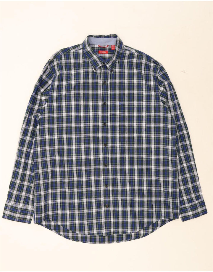 IZOD Mens Shirt XL Navy Blue Check Cotton Vintage Izod and Second-Hand Izod from Messina Hembry 
