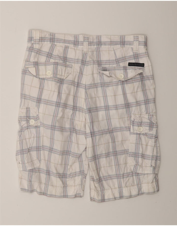 CALVIN KLEIN Mens Cargo Shorts W32 Medium White Check Cotton