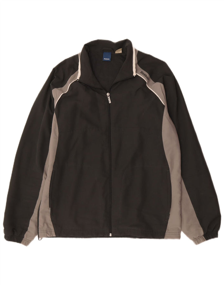 Reebok Mens Tracksuit Top Jacket Small Black Colourblock Polyester