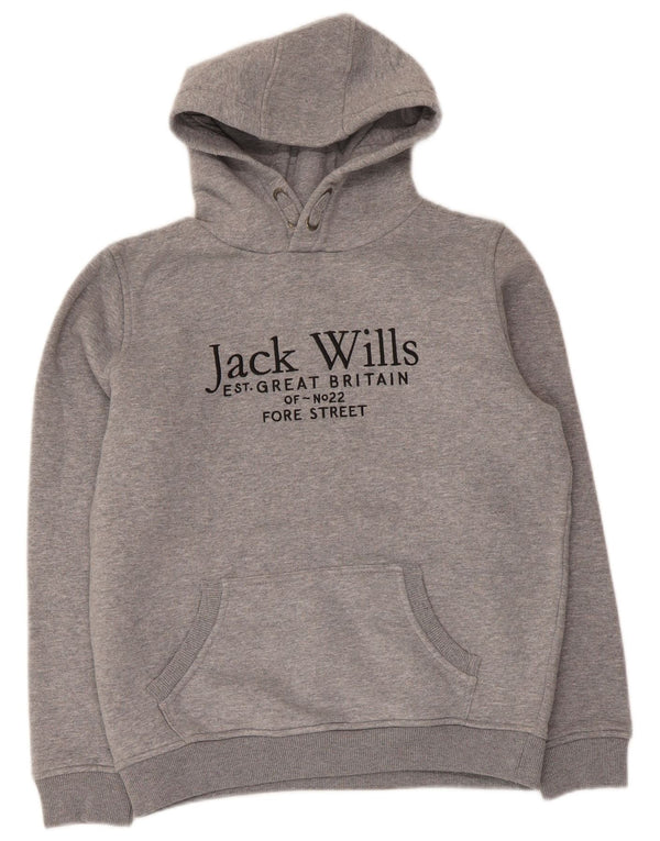 Jack Wills Boys Graphic Hoodie Jumper 12-13 Years Grey Cotton