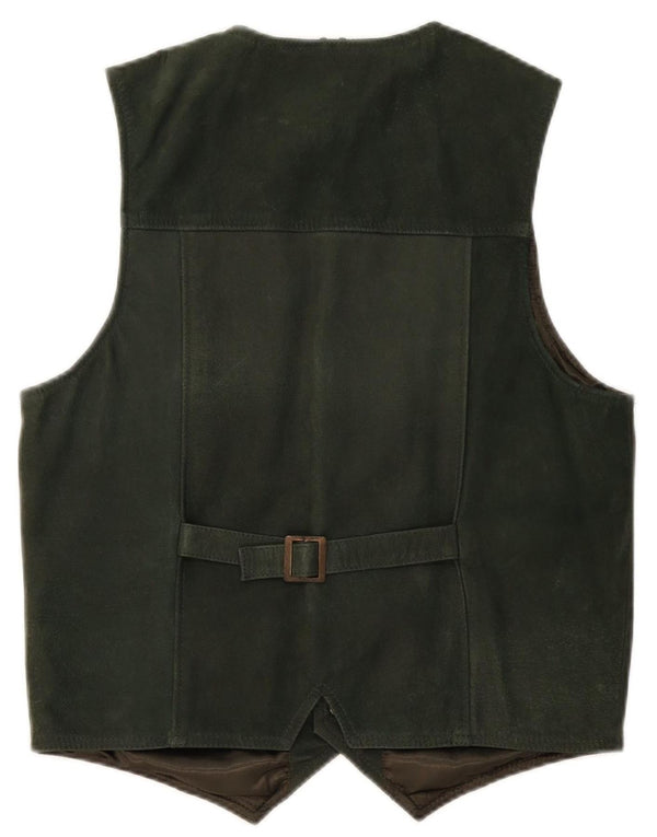 PARFORCE Mens Suede Waistcoat Small Green Leather