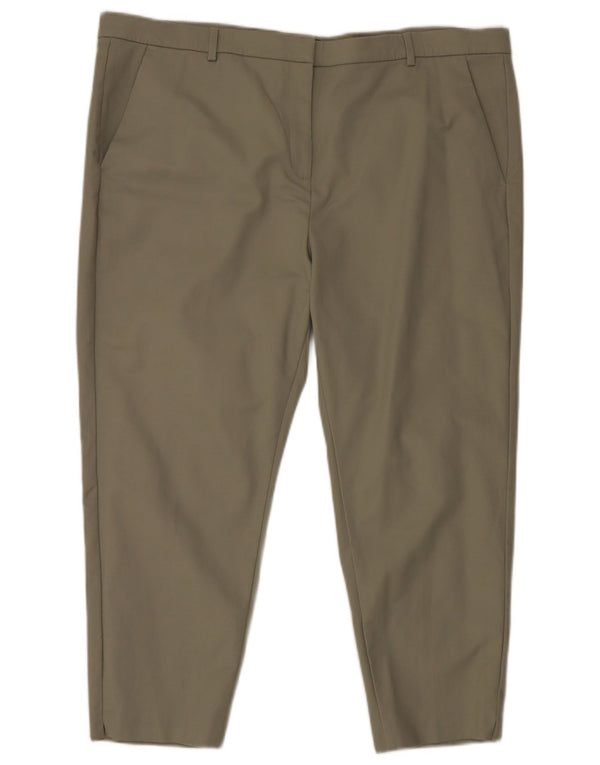 Marks & Spencer Womens Crop Chino Trousers UK 22 2XL W44 L25 Green Cotton
