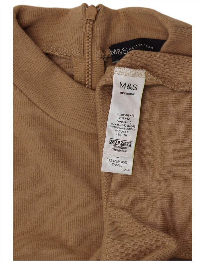 Marks & Spencer Womens Jumper Dress UK 14 Medium Beige Polyester