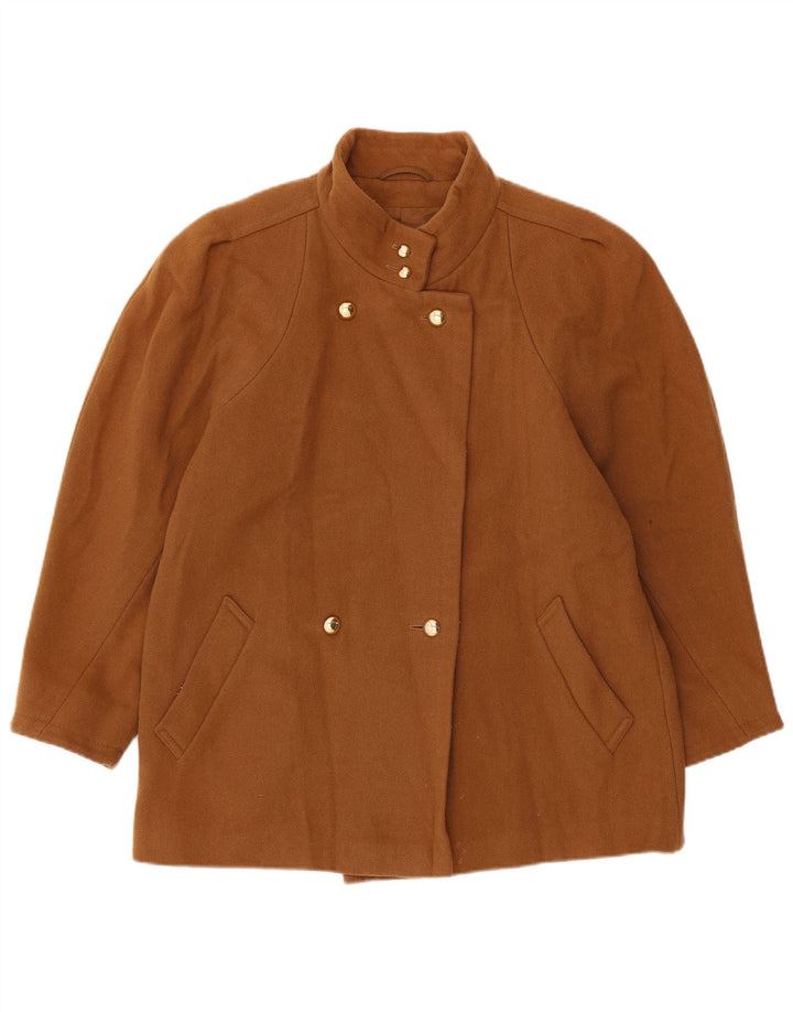 St Michael Womens Double Breasted Jacket UK 14 Large Beige Wool