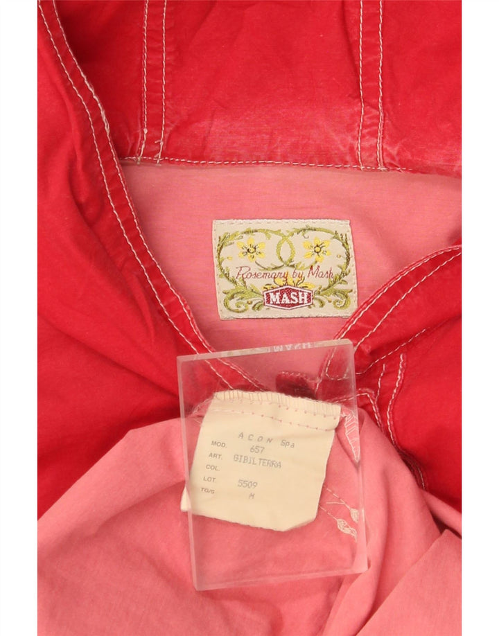 MASH Womens Oversized Hooded Utility Jacket UK 14 Medium Red Cotton