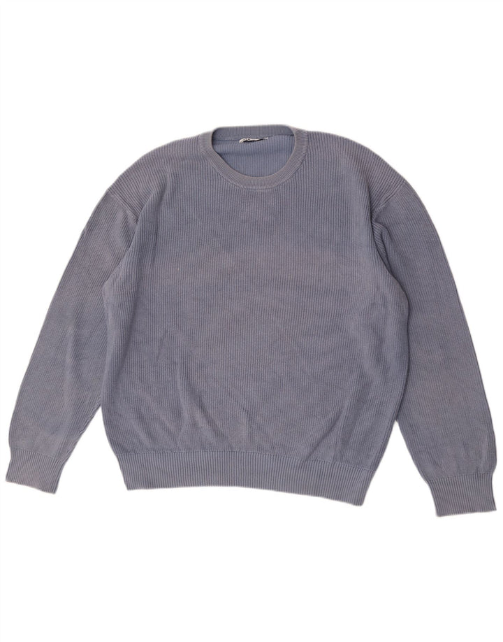 Zara Mens Crew Neck Jumper Sweater Large Blue Cotton