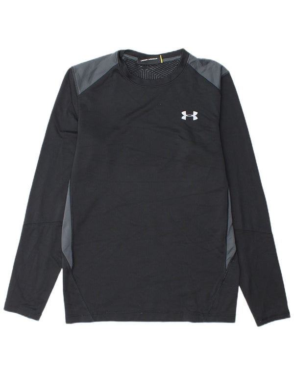 UNDER ARMOUR Mens Top Long Sleeve Small Black Colourblock Polyester