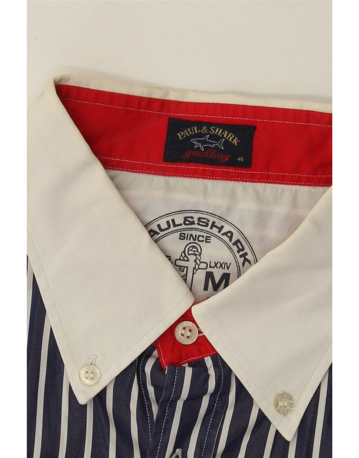 Paul & Shark Mens Graphic Shirt Size 46 2XL Navy Blue Striped
